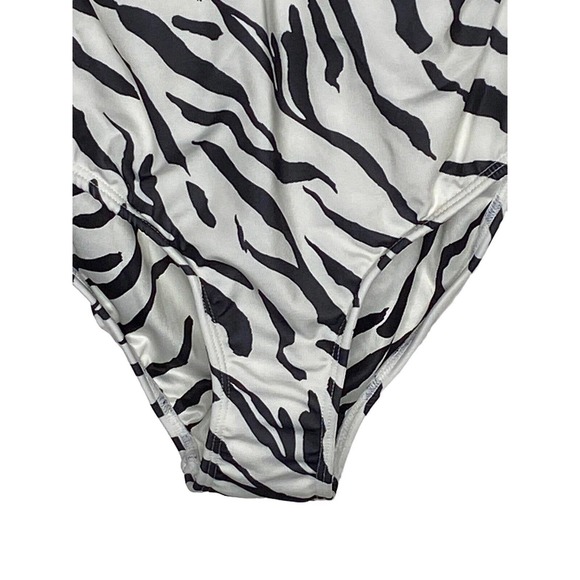 NWT Peixoto Womens Kai Swimsuit Sz Large Wild Zebra Plunging Neckline One Piece - Picture 5 of 14